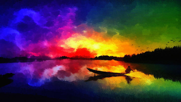 lukisan, perahu, karya seni, Wallpaper HD