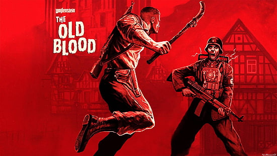 The Old Blood дигитален тапет, видео игри, Wolfenstein: The Old Blood, Wolfenstein, червен, нацист, войник, дигитално изкуство, HD тапет HD wallpaper