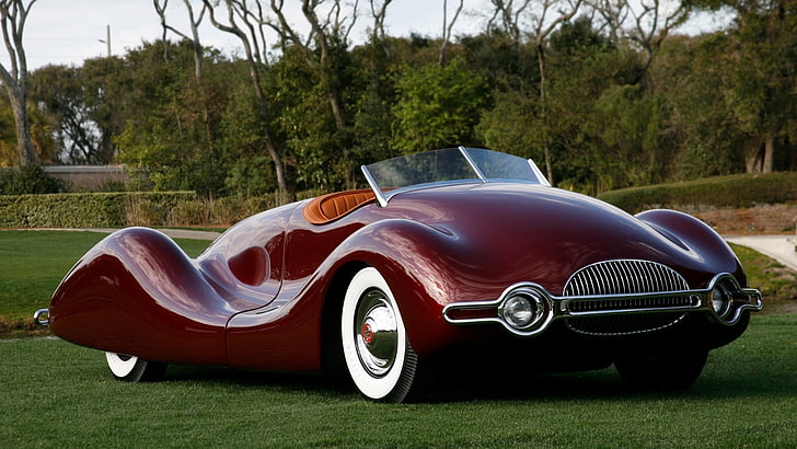 red and black sports car, car, 1948 Norman Timbs Roadster, HD wallpaper