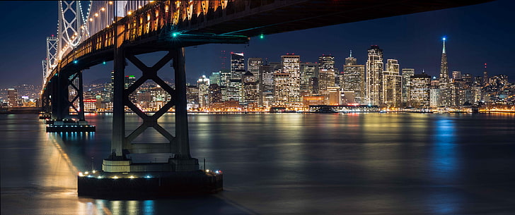 Сан-Франциско, Мост Золотые Ворота, мост, горизонт, вода, HD обои