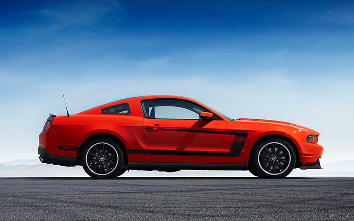 2012 Ford Mustang Boss 2, orange-and-black coupe, ford, mustang, boss, 2012, cars, HD wallpaper
