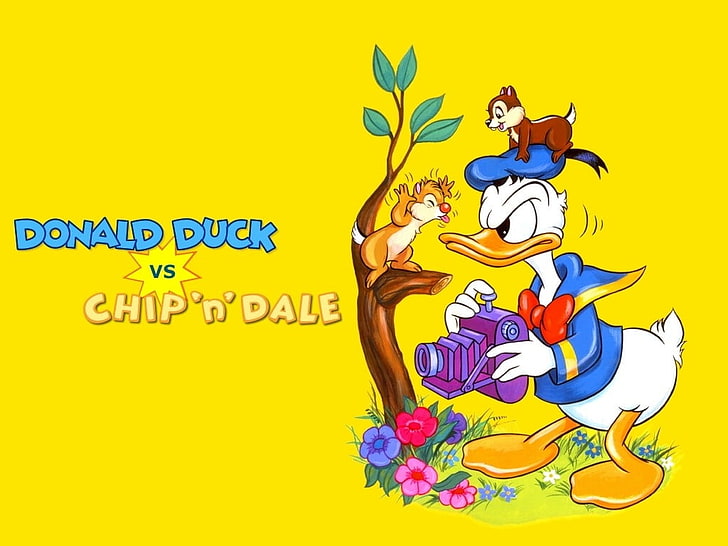 Donald Duck vs Chip N Dale، Donald Duck vs Chip n Dale ورق جدران رسوم متحركة، خلفية HD