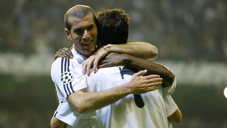 kemeja leher awak putih pria, Real Madrid, Zinedine Zidane, Wallpaper HD