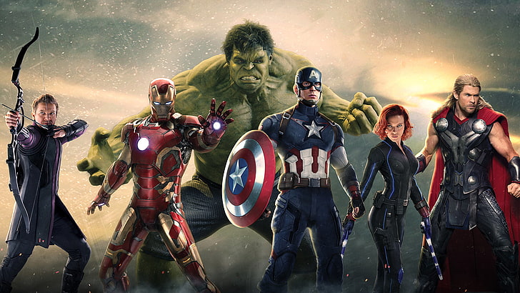 Marvel Avengers illustration, Scarlett Johansson, Hulk, Robert Downey Jr,  HD wallpaper | Wallpaperbetter