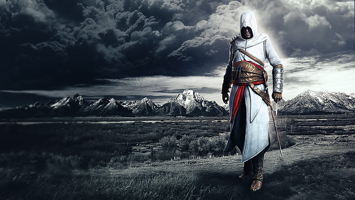 Altair Ibn-La'Ahad ilustracja, Assassin's Creed, Altaïr Ibn-La'Ahad, gry wideo, Tapety HD