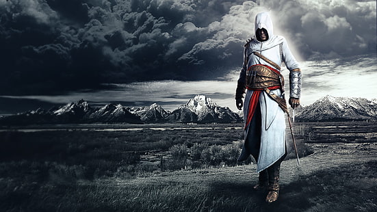 Altair Ibn-La'Ahad ilustracja, Assassin's Creed, Altaïr Ibn-La'Ahad, gry wideo, Tapety HD HD wallpaper