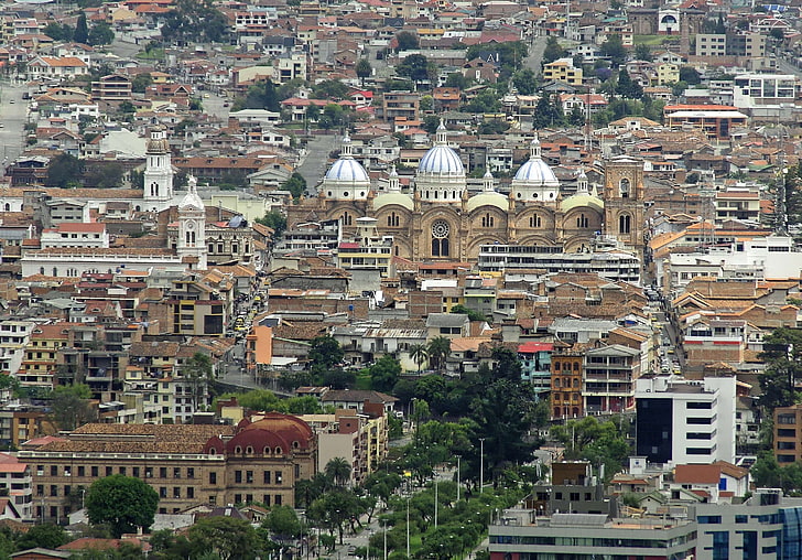 architecture, buildings, cathedral, church, colorful, convent, cuenca, dome, ecuador, marble, new, panorama, HD wallpaper