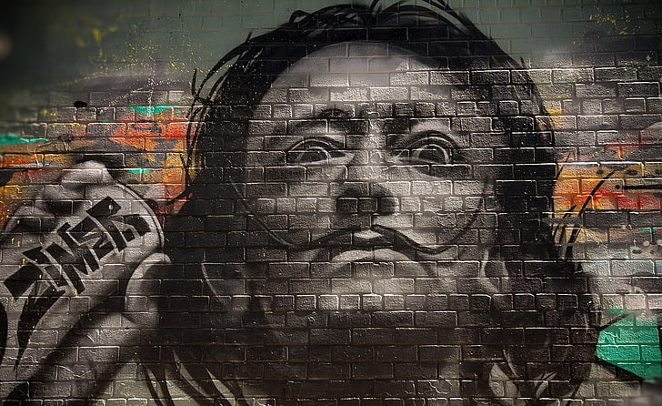 seni grafiti, dinding, gambar, grafiti, Salvador Dali, Wallpaper HD
