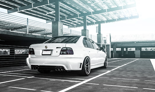 Weiß BMW Limousine, BMW, Weiß, Limousine, Tuning, 5er, BMW M5, E39, HD-Hintergrundbild HD wallpaper