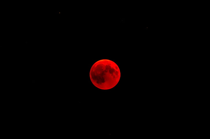 تصوير القمر الدموي ، القمر ، البدر ، الخسوف ، القمر الأحمر، خلفية HD