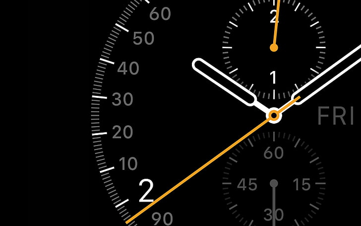 черен тапет за часовник с хронограф, Apple Inc., Apple Watch, часовници, минимализъм, HD тапет