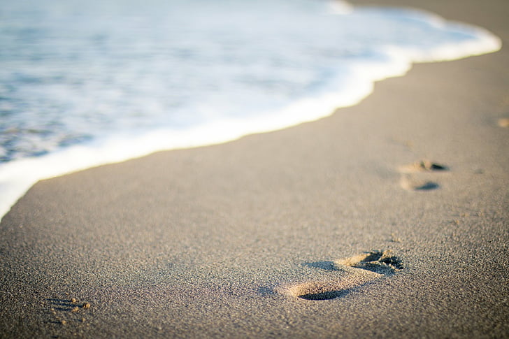 Erde, Strand, Unschärfe, Fußabdruck, Natur, Sand, HD-Hintergrundbild