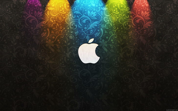 Логотип Apple на многоцветном фоне, логотип бренда Apple, яблоко, логотип, бренд, HD обои