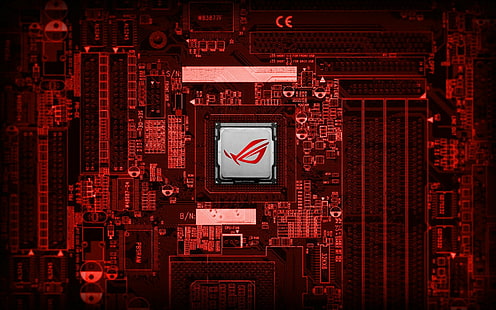 Tecnología, Asus, Computadora, Placa base, Rojo, Fondo de pantalla HD HD wallpaper
