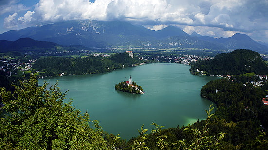 Bellissimo paesaggio, Lago di Bled, Slovenia, Wallpaper Hd, Sfondo HD HD wallpaper