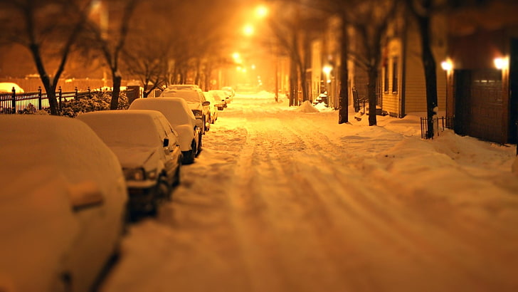 ชุดแต่งงานสีขาวของผู้หญิงหิมะกลางคืนรถยนต์ฤดูหนาว, วอลล์เปเปอร์ HD