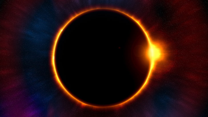 solar eclipse, eclipse, astronomical object, circle, celestial event, total solar eclipse, universe, sky, space, HD wallpaper