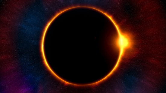 eclissi solare, eclissi, oggetto astronomico, cerchio, evento celeste, eclissi solare totale, universo, cielo, spazio, Sfondo HD HD wallpaper