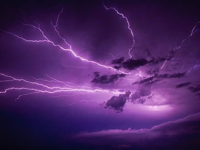 clouds, lightning, purple, skyscapes, storm, HD wallpaper HD wallpaper