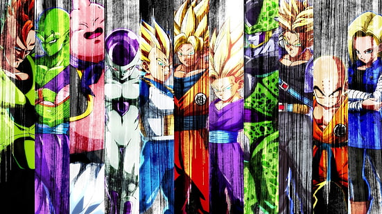 Dragon Ball, Dragon Ball FighterZ, Android 17 (Dragon Ball), Android 18 (Dragon Ball), Zelle (Dragon Ball), Freeza (Dragon Ball), Gohan (Dragon Ball), Goku, Krillin (Dragon Ball), Majin Buu,Piccolo (Dragon Ball), Badehose (Dragon Ball), Vegeta (Dragon Ball), HD-Hintergrundbild HD wallpaper