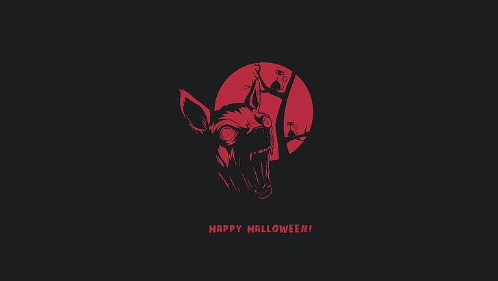 Happy Halloween логотип, волк, монстр, минимализм, Happy Halloween, злой кот, злой кот, HD обои