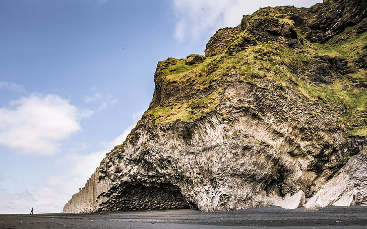 Islândia Dyrholaey Cave, praias, cavernas, costa, Islândia, paisagem, natureza, fotografia, HD papel de parede