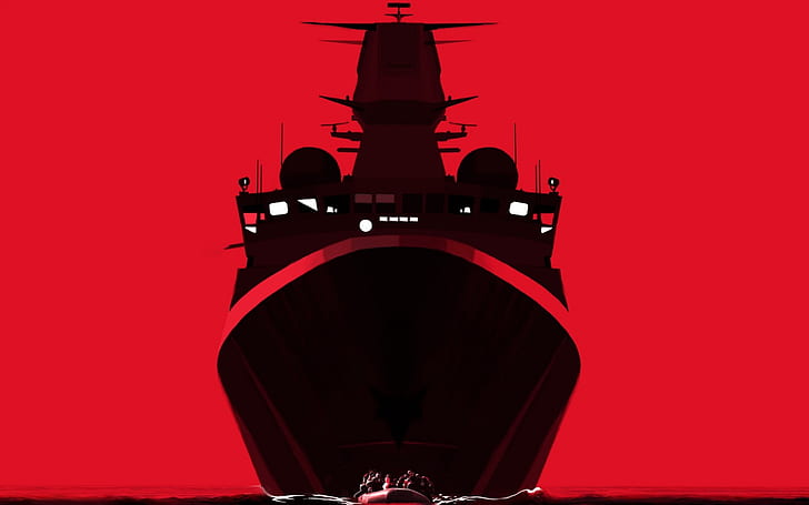أحمر ، عمل فني ، سفينة ، بساطتها، خلفية HD