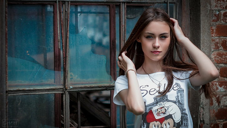 Екатерина Тимохина, окно, модель, женщины, HD обои