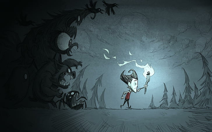Don't Starve Drawing Sketch Monster Torch HD, video games, drawing, monster, sketch, t, torch, don, starve, HD wallpaper