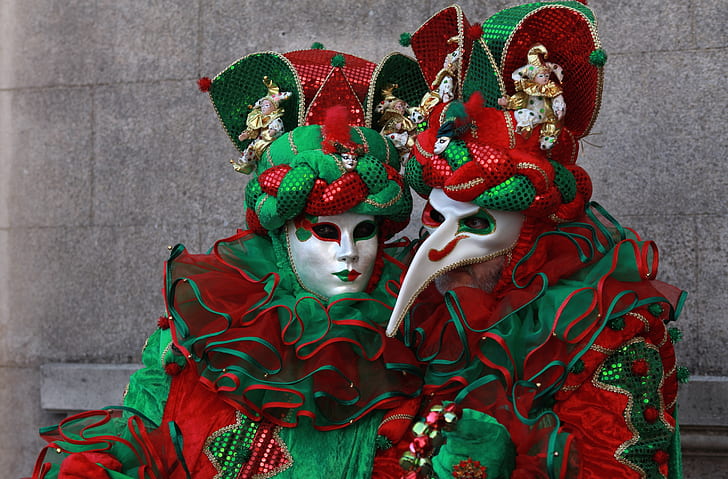 mask, costume, Venice, carnival, HD wallpaper