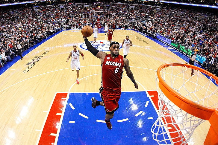 NBA, bola basket, Miami Heat, Miami, LeBron James, olahraga, penggemar, lingkaran, Wallpaper HD