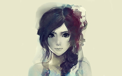 Drawing Girl Face HD, дигитално / произведение на изкуството, рисунка, момиче, лице, HD тапет HD wallpaper