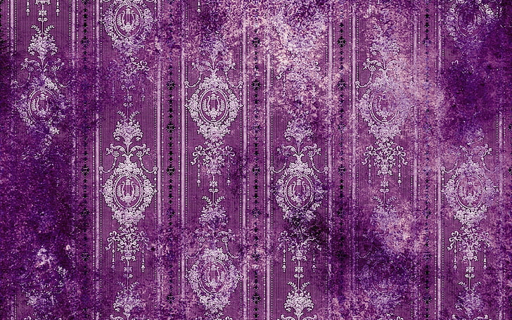 purple and white floral wallpaper, patterns, lines, spots, background, texture, HD wallpaper