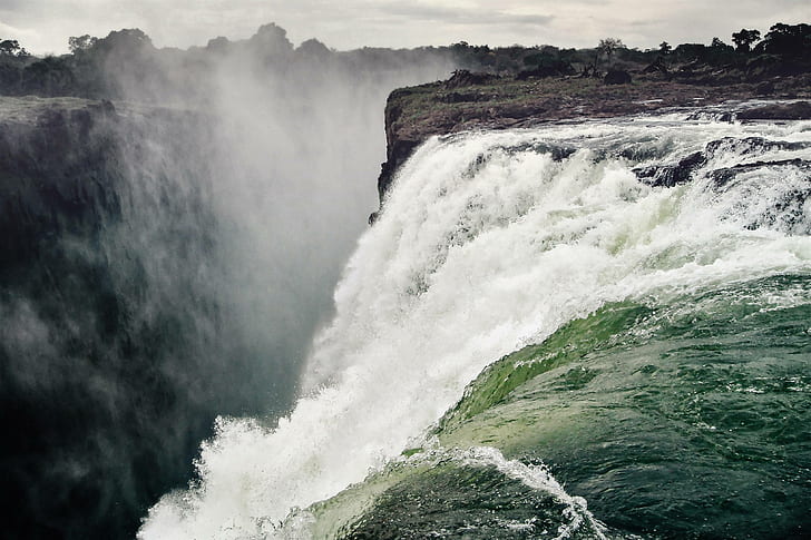 victoria, falls, waterfall, zambezi, spray, river, HD wallpaper
