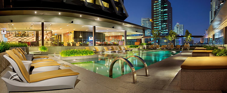 meilleurs hôtels, Bangkok, tourisme, resort, DoubleTree by Hilton Hotel, voyage, Thaïlande, piscine, vacances, Fond d'écran HD HD wallpaper