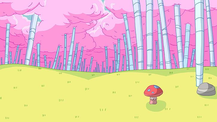 анимация красных грибов, время приключений, мультфильм, HD обои