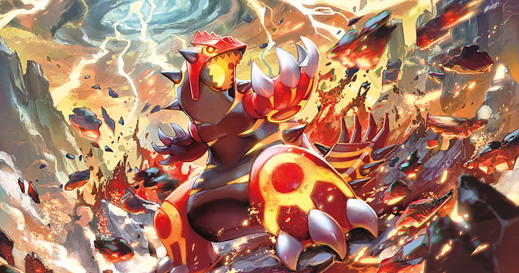 fire type Pokemon digital wallpaper, Pokémon, Pokémon: Omega Ruby and Alpha Sapphire, Legendary Pokémon, Primal Groudon (Pokémon), HD wallpaper