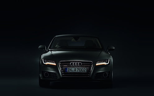 black Audi A4 sedan, darkness, Audi, lights, Sportback, HD wallpaper HD wallpaper