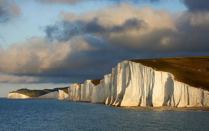 природа пейзаж скала Англия седем сестри крайбрежие море, HD тапет