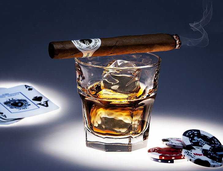 alcohol, bokeh, cigar, cigarette, cigars, drink, drinks, glass, smoke, smoking, tobacco, HD wallpaper