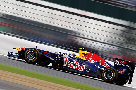 blue and red Renault Red Bull Formula-1 race car, Speed, Formula-1, The car, Mark Webber, Formula 1, Red Bull RB7, Red Bull Racing Renault, Red Bull, HD wallpaper HD wallpaper