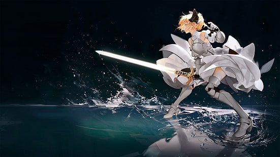 Anime Girls, Blonde, Série Fate, Saber Lily, Femmes avec des épées, Fond d'écran HD HD wallpaper