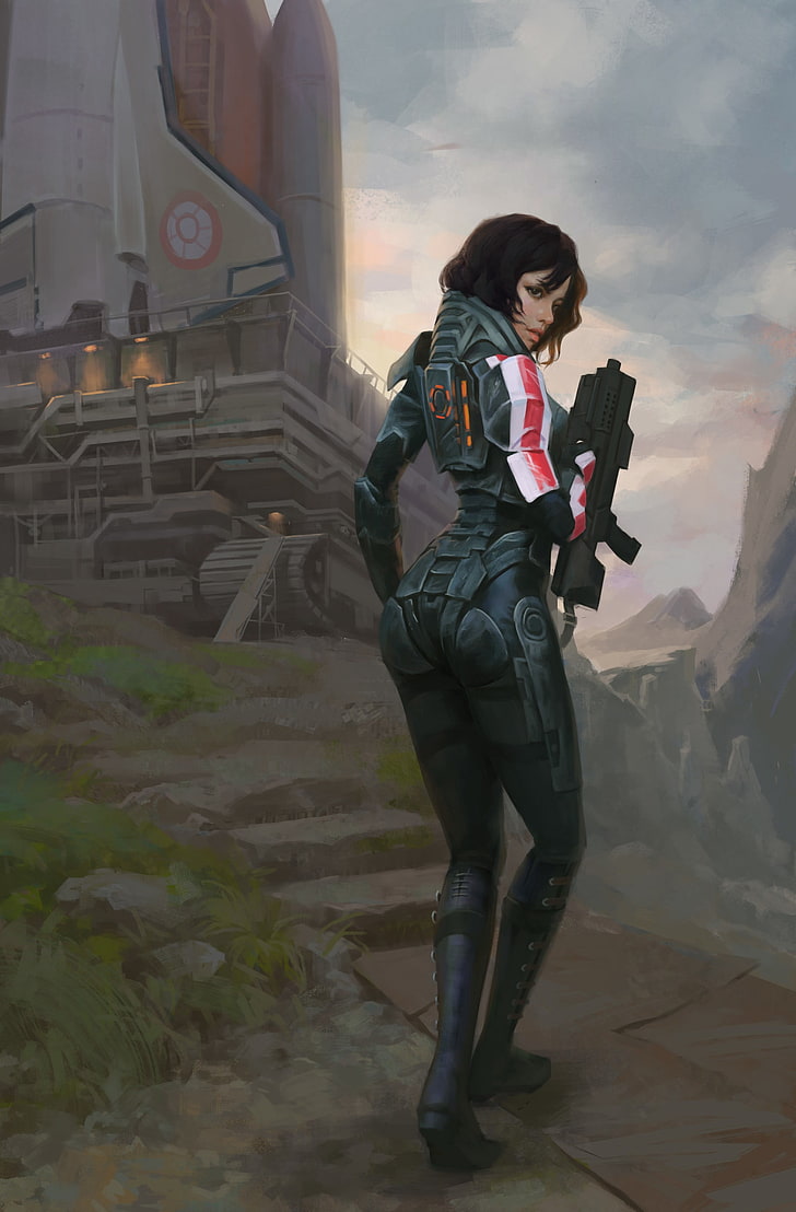 женский персонаж игрового персонажа, фэнтези арт, футуристический, Mass Effect, HD обои, телефон обои