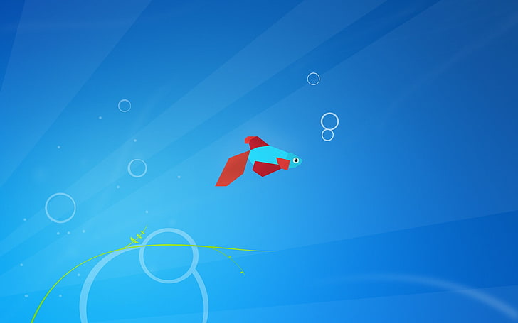 papier peint numérique poisson bleu et rouge, Windows 7, Microsoft Windows, poisson, Fond d'écran HD