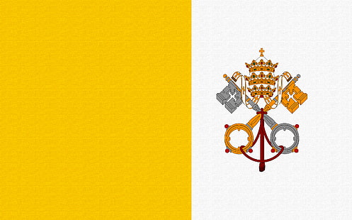 Ciudad del Vaticano bandera, bandera, el Vaticano, llaves, corona, Vaticano, Fondo de pantalla HD HD wallpaper