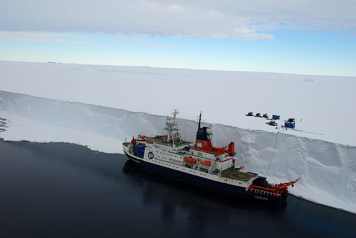 nature, landscape, winter, snow, cold, ship, sea, iceberg, Antarctica, technology, vehicle, HD wallpaper