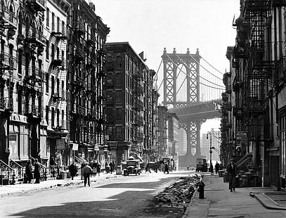 أحادية اللون ، مدينة نيويورك ، أسلوب الشارع ، الشارع ، أسود ، أبيض ، قديم، خلفية HD HD wallpaper