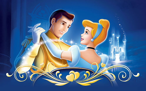 Cinderella Dancing, Cinderella and Prince vector art, Cartoons, , cartoon, dance, princess, HD wallpaper HD wallpaper