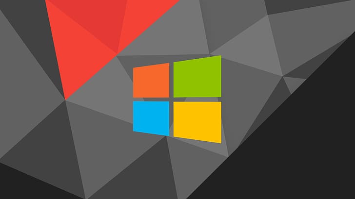 абстракция, low poly, минимализм, логотип windows, Windows 10, HD обои