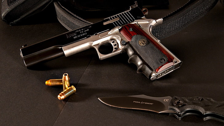 Surtido de pistolas y rifles, armas, pistolas, cuchillos, cartuchos, Fondo  de pantalla HD | Wallpaperbetter
